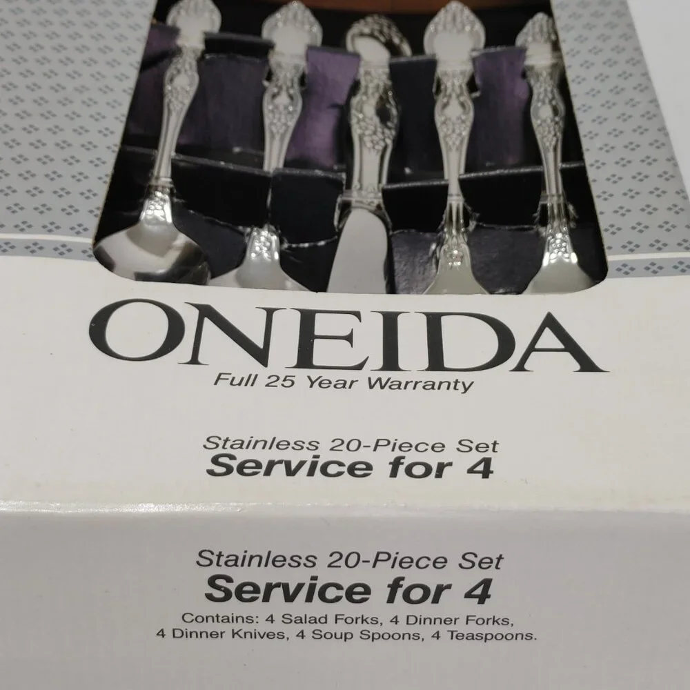 Oneida English Garden Stainless 20 Piece Flatware Set Service For 4 (Vintage...